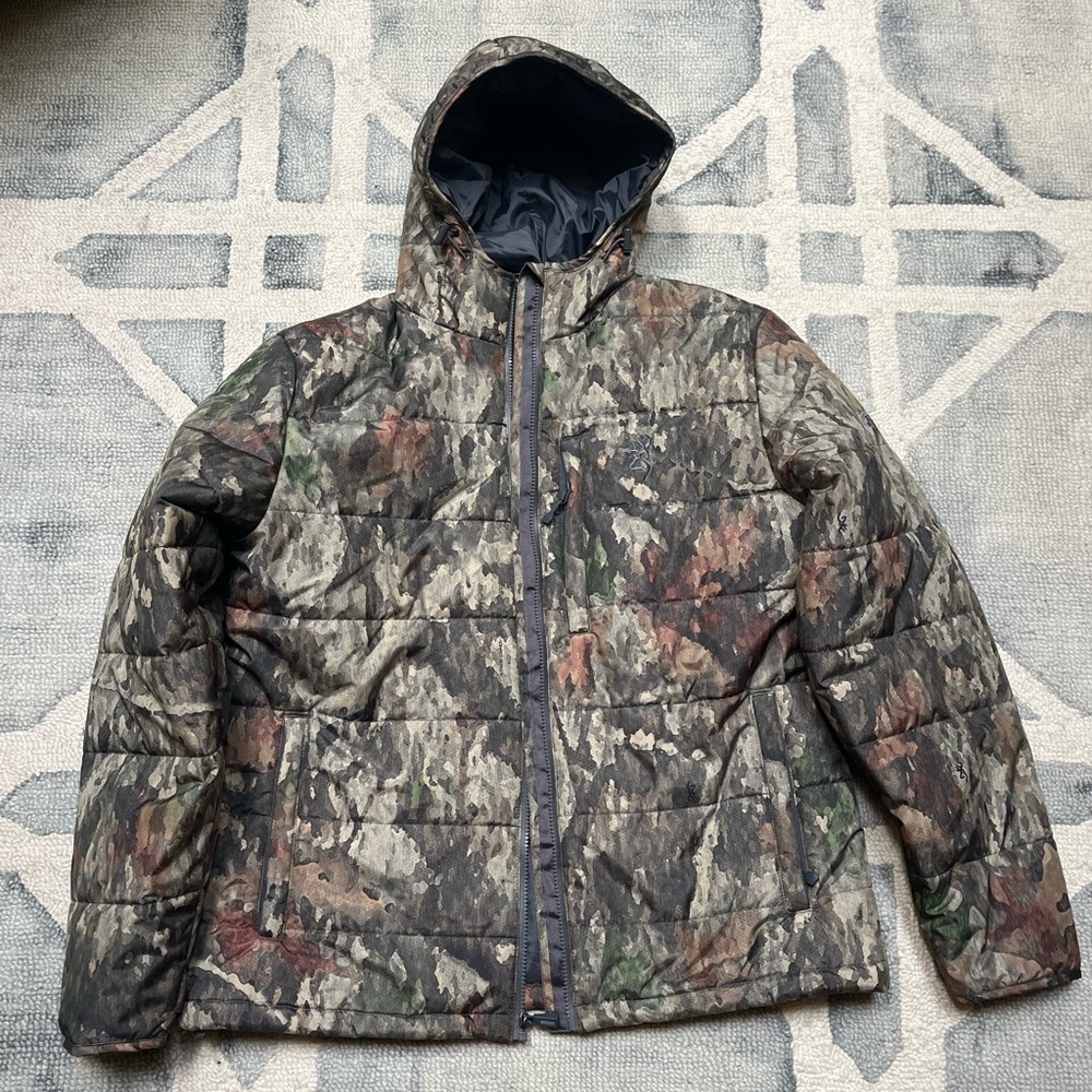 Browning Men’s Large Camouflage Hooded Puffer Jacket NWOT